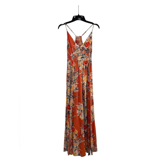 Free People Intimately Through The Vine Printed Maxi Dress Red Pink Combo Sz S - Picture 2 of 12